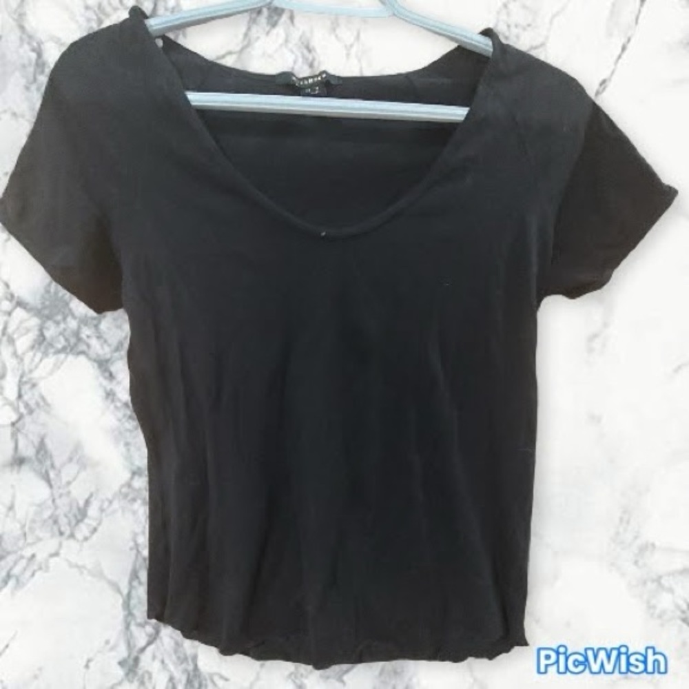 Revamped Black Short Sleeve Scoop Neck Tee